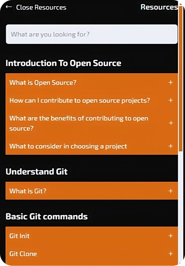 Demo of Resources in Open Source Pal to help beginner Contributors