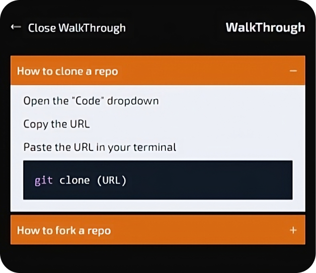 Demo of Walkthrough in Open Source Pal to help beginner Contributors